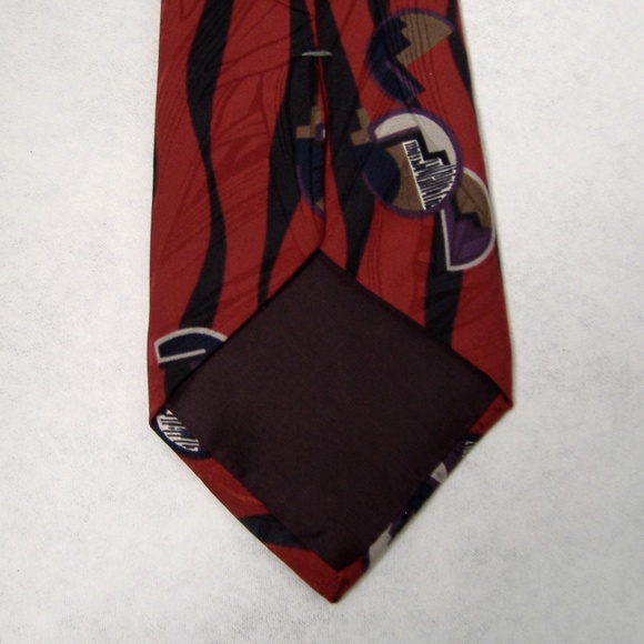 Zylos George Machado Neck Tie Red Black 100% Silk - Picture 3 of 5